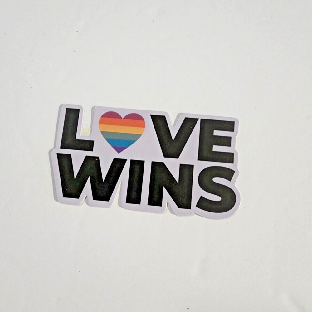 Gay Pride Apparel Love Wins Heart Rainbow Sticker LGBTQ+ Decorative Decal 3 inch